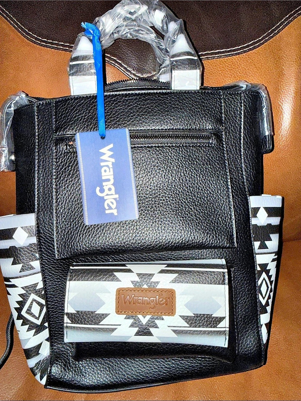Wrangler Black Aztec Backpack Black & White